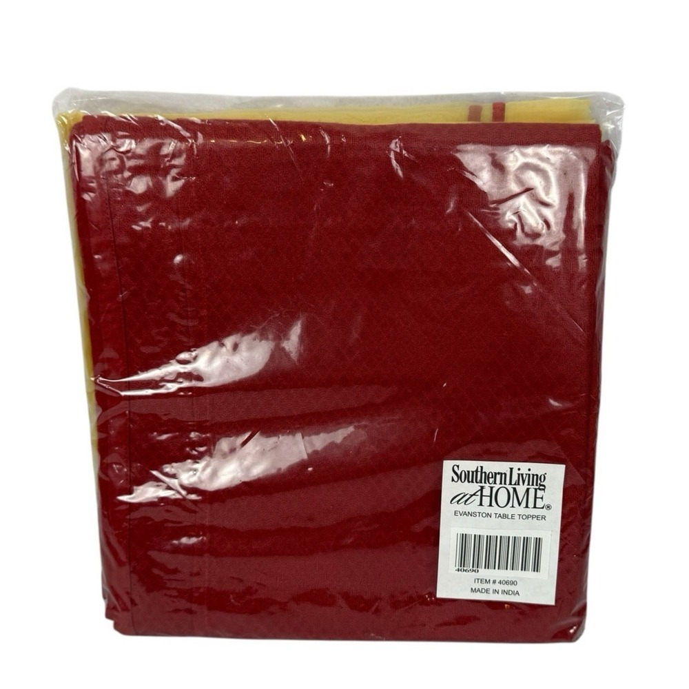 Southern Living  Home Evanston Table Topper 40690 Orang/Red Base/Yellow Top NEW